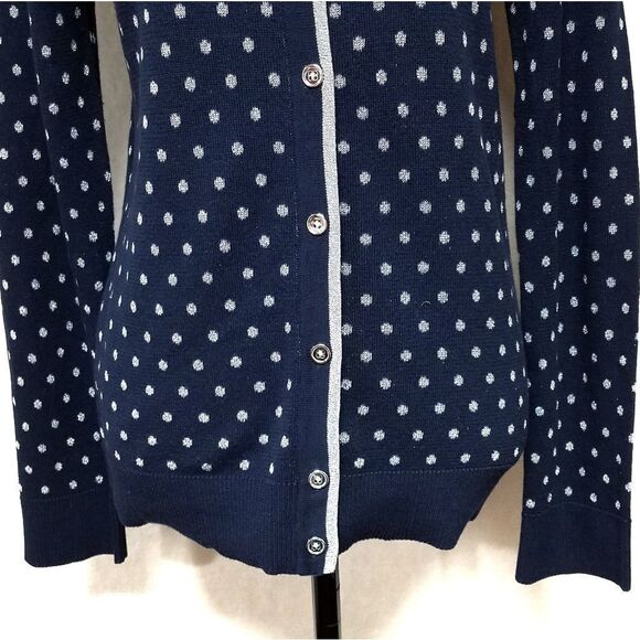 JONES New York Blue Silver Polka Dot Sweater Med - Picture 3 of 8